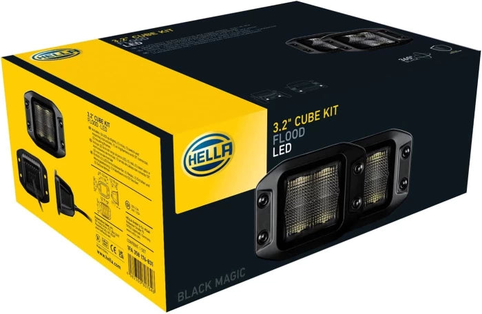 KIT FOCOS LED HELLA BLACK MAGIC 3,2" EMPOTRABLES FLOOD