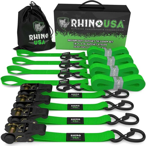 PACK X4 CORREAS DE AMARRE 2,5 X 457 CM CON RATCHET