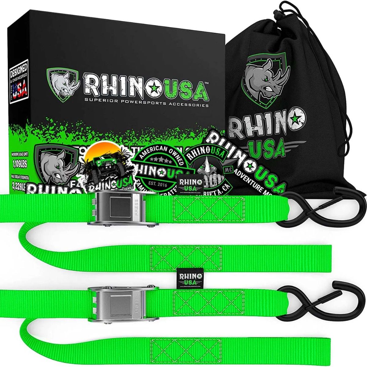 PACK X 2 CORREAS DE AMARRE 3,8 X 244 CM CON GANCHO - Trakend