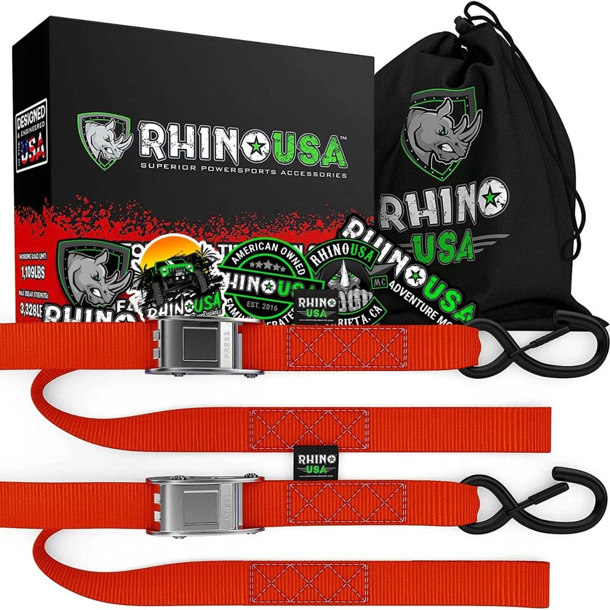 PACK X 2 CORREAS DE AMARRE 3,8 X 244 CM CON GANCHO - Trakend