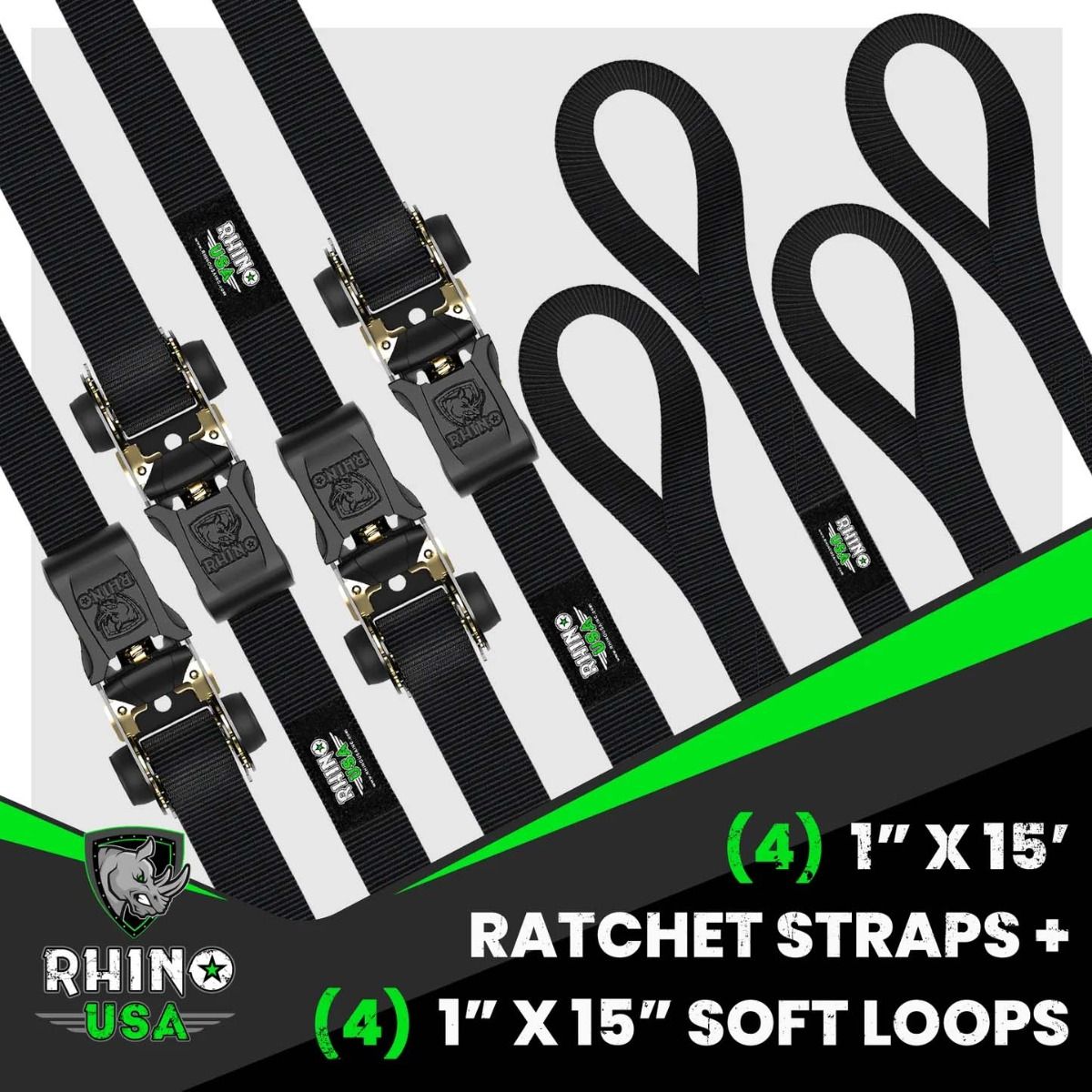 PACK X4 CORREAS DE AMARRE 2,5 X 457 CM CON RATCHET - Trakend