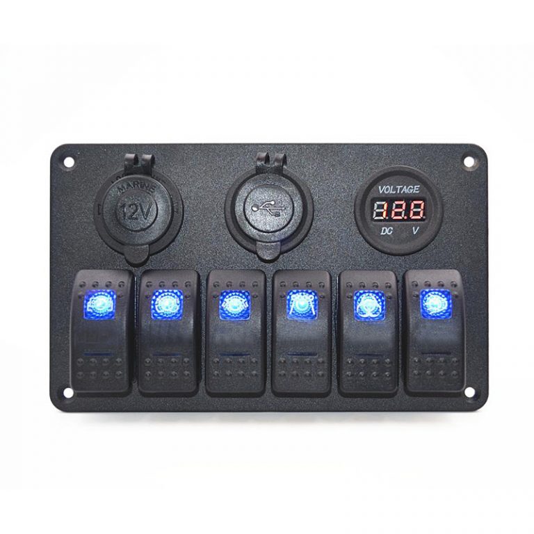 PANEL CONTROL SWITCH X6 USB/12V VOLTIMETRO - Trakend